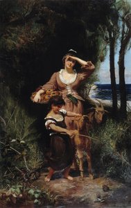 Chevrere by the Sea Joanny Raven (1827-1882) maalaus Dim. 219x139 cm. Pakollinen maininta: Collection fondation regards de Provence, Marseille tekijältä Joanny Rave