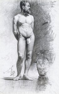 Akateeminen miesalasto kreikkalaisen uurnan kanssa, 1883