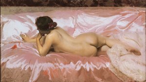Alaston nainen. Joaquin SOROLLAN (1863-1923) maalaus