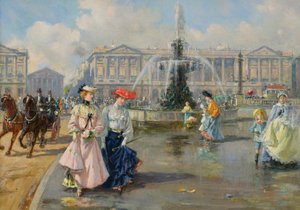 Place de la Concorde, n. 1872 (öljy kankaalle) tekijältä Joaquín Pallarés Allustante