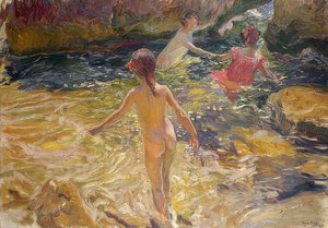 Badende, Jávea 1905 tekijältä Joaquín Sorolla
