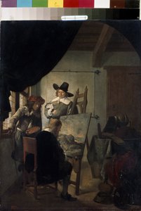 ""Vierailu taidemaalarin ateljeessa Hollannissa"" (Vierailu taiteilijan ateljeessa) Job Adriaensz Berckheyden (1630-1693) maalaus 1659 Eremitaaši, Pietari, Venäjä.
