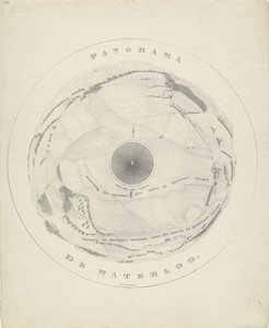 Panoraama Waterloon taistelukentältä, 1815 Panorama de Waterloo (otsikko esineessä) tekijältä Jobard frères