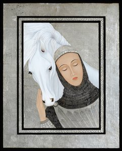 Joan Gathers Strength, 2017 (munatempera ja hopeaa puulle).