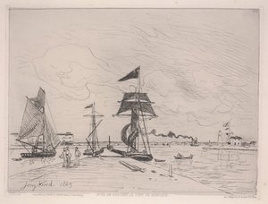 Puinen laituri Honfleurin satamassa tekijältä Johan Barthold Jongkind