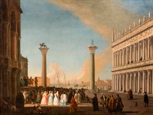 Näkymä Piazzettaan, Venetsia, n. 1730-35 (Öljy kankaalle) tekijältä Johan Anton Richter