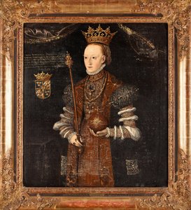 Muotokuva Marguerite Lejonhufvudista (s. Margareta Eriksdotter) (1516-1551), reine de Suede - Peinture de Johan Baptista van Uther (actif 1562-1597), huile sur toile (102x90 cm) tekijältä Johan Baptista van (active 1562 1597) Uther
