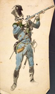 Itävallan jääkärien kiväärimies, kansallisen eliitin Prestige Corp, 1835 (akvarelli)