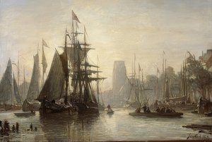Rotterdamin satama. 1856 tekijältä Johan Barthold Jongkind