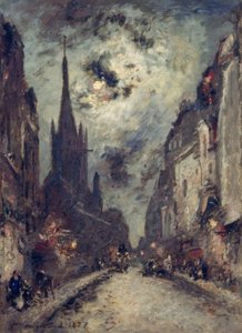 Rue St. Jacques ja St. Séverinin kirkko lähellä Mondschea tekijältä Johan Barthold Jongkind