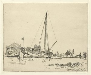 Telakoitu laiva Kuusi hollantilaista kasvoa (sarjan nimi) tekijältä Johan Barthold Jongkind