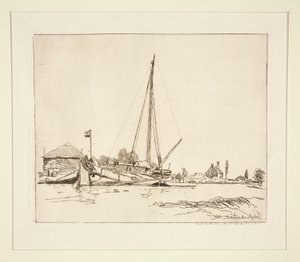La Barque amar?e (Moored Boat) tekijältä Johan Barthold Jongkind