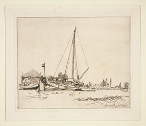 La Barque amarr?e (Moored Boat) tekijältä Johan Barthold Jongkind