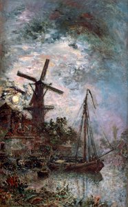 Maisema myllyllä, 1888 tekijältä Johan Barthold Jongkind