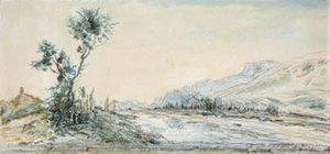 Maisema Le Drac -joen varrella lähellä Grenoblea tekijältä Johan Barthold Jongkind