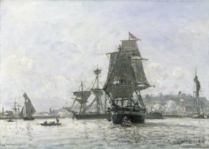 Suuret purjeveneet Honfleurissa tekijältä Johan Barthold Jongkind