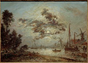 Mondschein über Dordrecht tekijältä Johan Barthold Jongkind