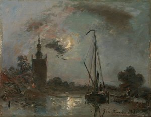 Overschie kuunvalossa tekijältä Johan Barthold Jongkind