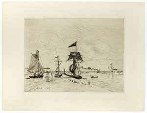 Laituri Honfleurin satamassa tekijältä Johan Barthold Jongkind