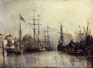 Rotterdamin satama, 1857 tekijältä Johan Barthold Jongkind