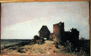 Chateau de Rozemont (Nievre) rauniot 1861 tekijältä Johan Barthold Jongkind