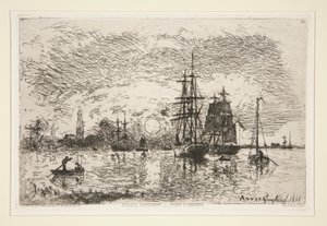 Auringonlasku - Port d tekijältä Johan Barthold Jongkind