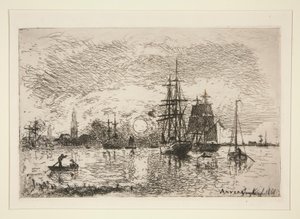 Auringonlasku - Port d tekijältä Johan Barthold Jongkind