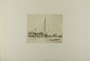 The Moored Boat, kuuden etsauksen kirjasta, Hollannin näkymiä. tekijältä Johan Barthold Jongkind