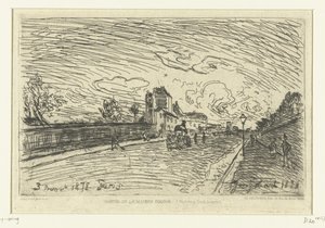 Cochinin sairaalan uloskäynti (Faubourg Saint-Jacques, Pariisi) Sortie de la Maison Cochin (Faubourg Saint-Jacques) (otsikko esineessä) tekijältä Johan Barthold Jongkind