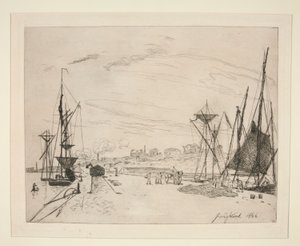 Näkymä satamasta rautatielle? Honfleur (näkymä satamaan Honfleurin rautatieltä) tekijältä Johan Barthold Jongkind