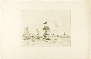 Puinen laituri, Honfleurin satama tekijältä Johan Barthold Jongkind