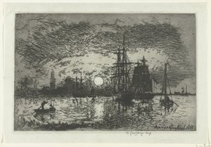 Auringonlasku Antwerpenin satamassa Soleil couchant - Port d