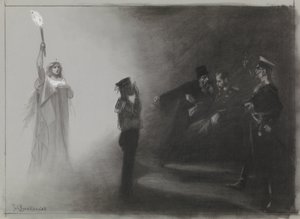 Suunnittelu havainnollistavaksi teoksessa De Amsterdammer: Venäjän tappio merellä, 4.6.1905