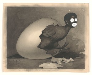 Kuvaus De Amsterdammerissa: musta mies kuoriutuu munasta (19. huhtikuuta 1930)