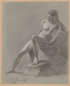 Istuva alaston mies, näkymä edestä (1. palkinto 1807) tekijältä Johan Christiaan Willem Safft