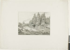 Maalaistalo ikivihreässä metsässä tekijältä Johan Christian Dahl