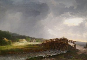 Tanskan kieli: Tryggevælde-joen silta ja näkymä Køgeen Tryggevælde-joen silta ja näkymä Køgeen, Seelanti tekijältä Johan Christian Dahl