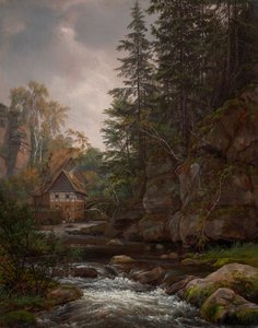 Lochmühlen mylly Liebethaler Grundissa tekijältä Johan Christian Dahl