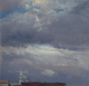 Gewitterwolken über dem Schloßturm von Dresden tekijältä Johan Christian Dahl
