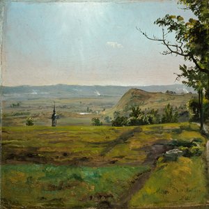 Vihreitä peltoja Meissenin lähellä. Tutkielma tekijältä Johan Christian Dahl