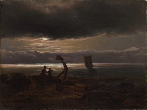 Äiti ja lapsi meren rannalla tekijältä Johan Christian Dahl