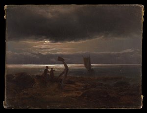 Äiti ja lapsi meren rannalla tekijältä Johan Christian Dahl