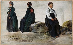 Tutkimuksia naisten puvuista Luster in Sogn -alueelta tekijältä Johan Christian Dahl