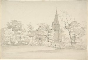 Allerin kirkko Sønderjyllands Amtissa (Tanska), pohjoisesta nähtynä tekijältä Johan Christian Dahl