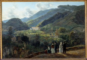 Kasino Reale de Quisiana Castellammaressa Tanskan tuomioistuimen kanssa. Johan Dahlin (1788-1857) maalaus tekijältä Johan Christian Dahl