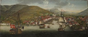 Näkymä Bergenin satamaan tekijältä Johan Christian Dahl