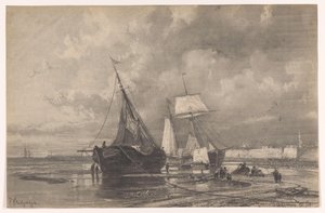 Vlissingen (alkuperäinen nimi esineessä) tekijältä Johan Conrad Greive (signed by artist)