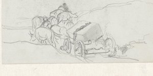 Ochsenwagen mit einem Steinblock darauf von Johan Daniël Koelman