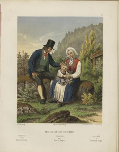 Kuvitus hentet fra boken Udvalgte norske Nationaldragter av ukjent forfatter og utgitt av Chr. Tønsberg (ei, [1861])