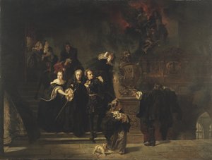 Tukholman kuninkaanlinnan tulipalo, 7. toukokuuta 1697, 1862-66 tekijältä Johan Fredrik Hockert